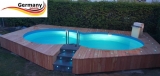 Achtformbecken aus Edelstahl 4,7 x 3,0 x 1,25 m Komplettset